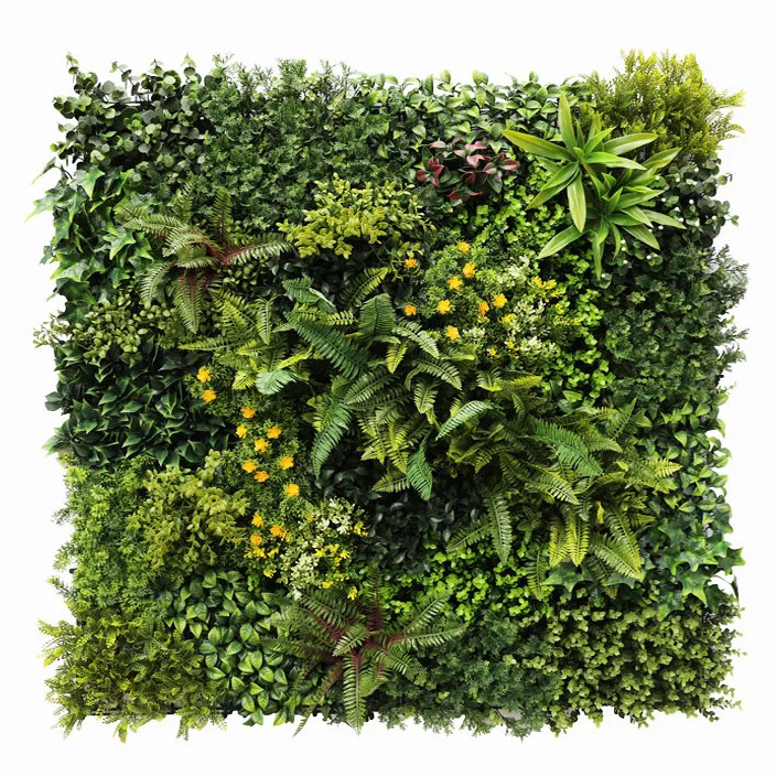 WALL GREEN fern and yellow flowers, dílec 100 x 100 cm
