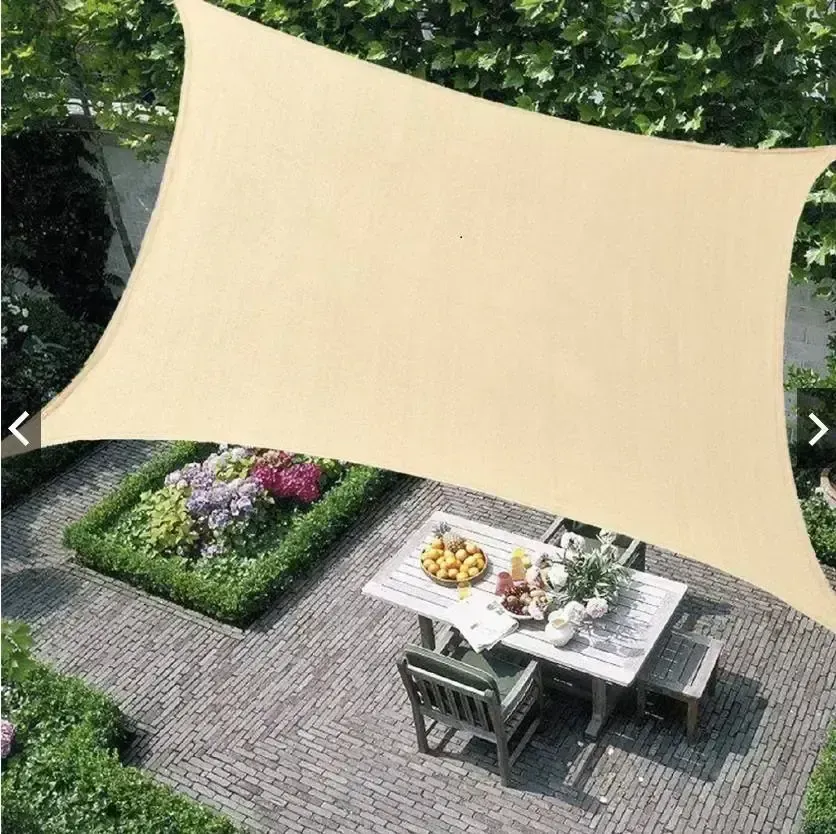 Stínící síť proti slunci, písková, 3,7 x 3,7 m