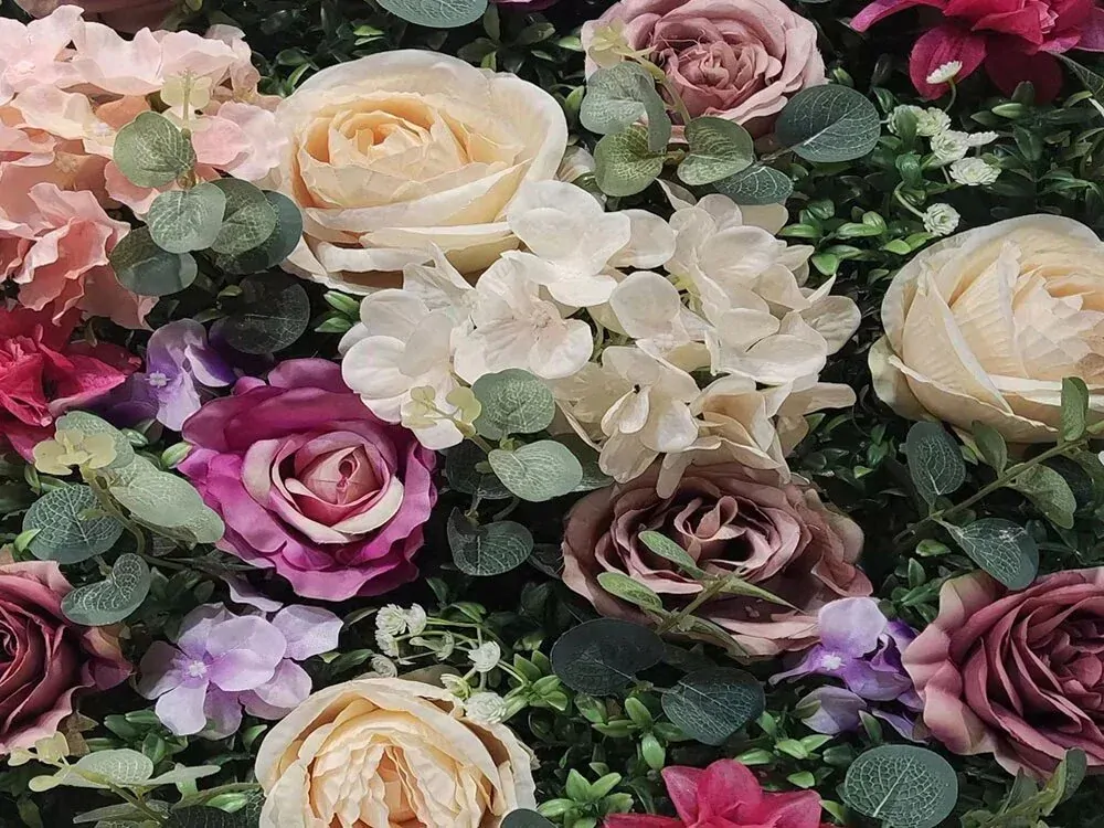 Wall flower - mix colors rose and hydrangea, dílec 40 x 60 cm