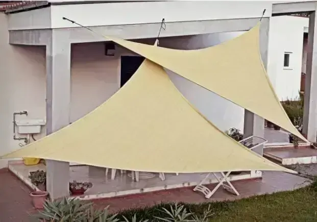 Stínící síť proti slunci, písková, 3,5 x 3,5 x 3,5 m