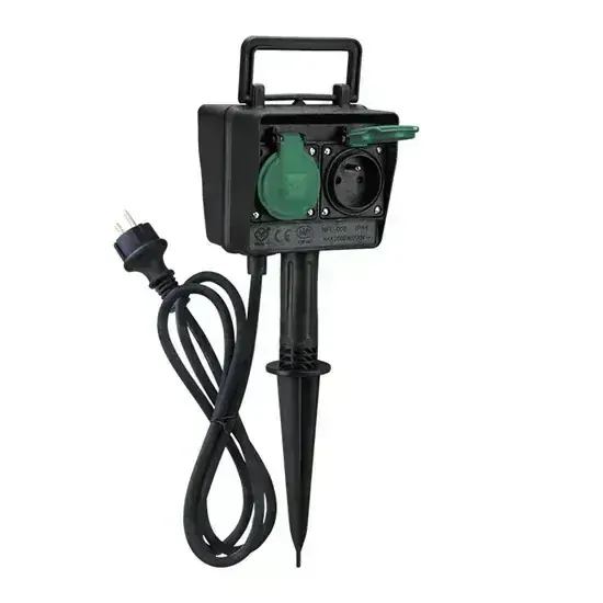 Přenosný zahradní sloupek - 2 zásuvky + časový spínač