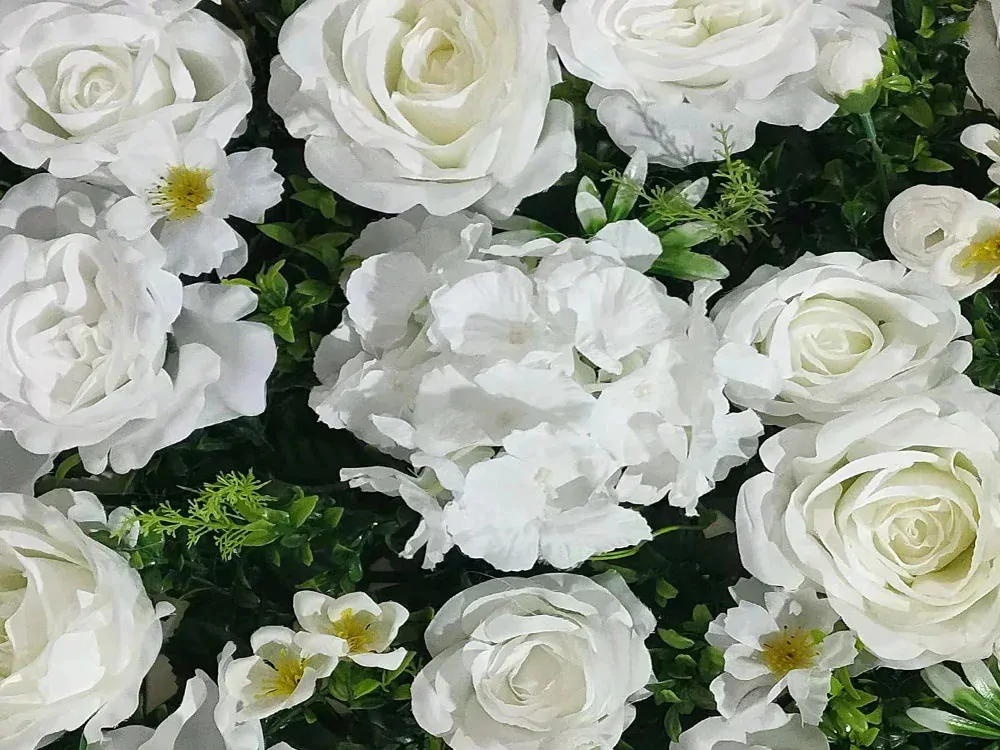Wall flower - white rose and hydrangea, dílec 40 x 60 cm