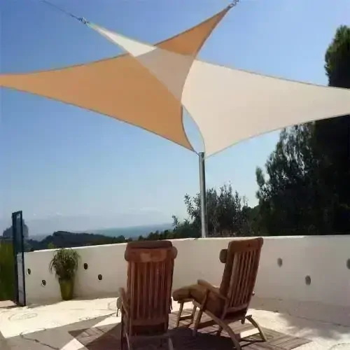 Stínící síť proti slunci, písková, 3,5 x 3,5 x 3,5 m