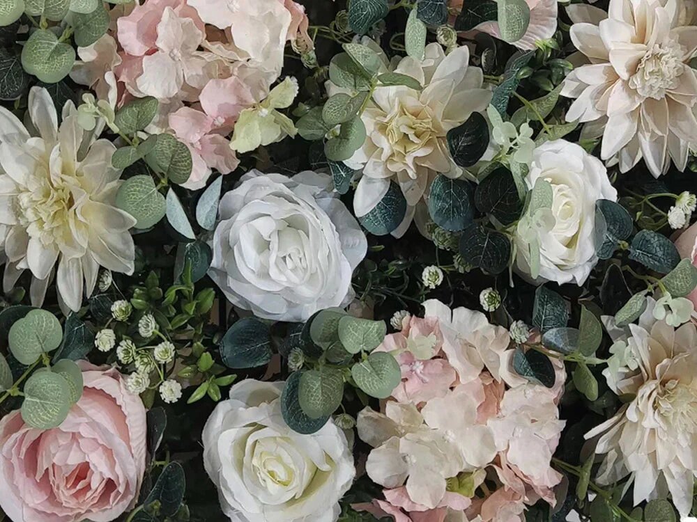 Wall flower - light rose and hydrangea, dílec 50 x 50 cm