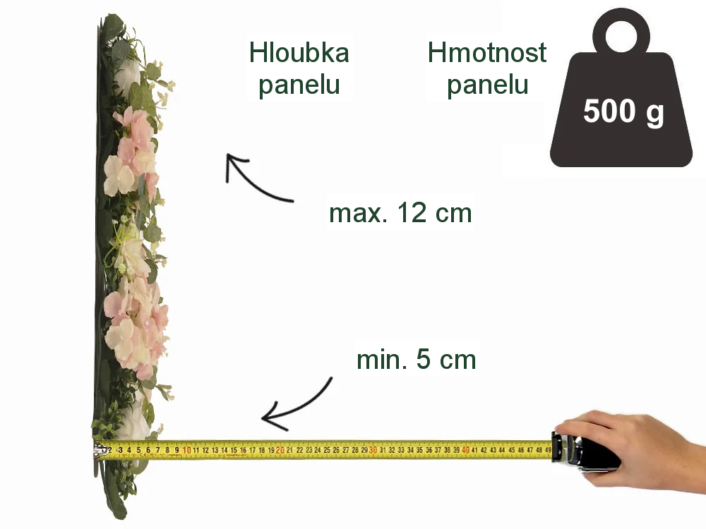 Wall flower - light rose and hydrangea, dílec 50 x 50 cm