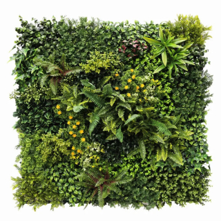 WALL GREEN fern and yellow flowers, dílec 100 x 100 cm