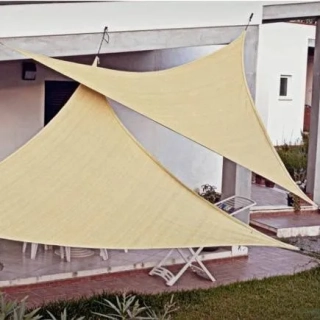 Stínící síť proti slunci, písková, 3,5 x 3,5 x 3,5 m